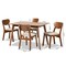 Baxton Studio Damara Mid-Century Modern Sand Fabric and Walnut Brown Finished Wood 5-Piece Dining Set 183-11646-11644-Zoro - alternate 5